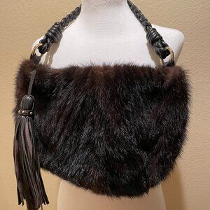 Paolo Masi - Mink Fur Brown Leather Shoulder Bag